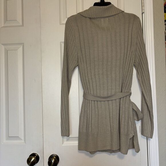 NWT Effeci Medium Beige Belted Cardigan Sweater Women’s Size M New with Tags - Picture 8 of 8